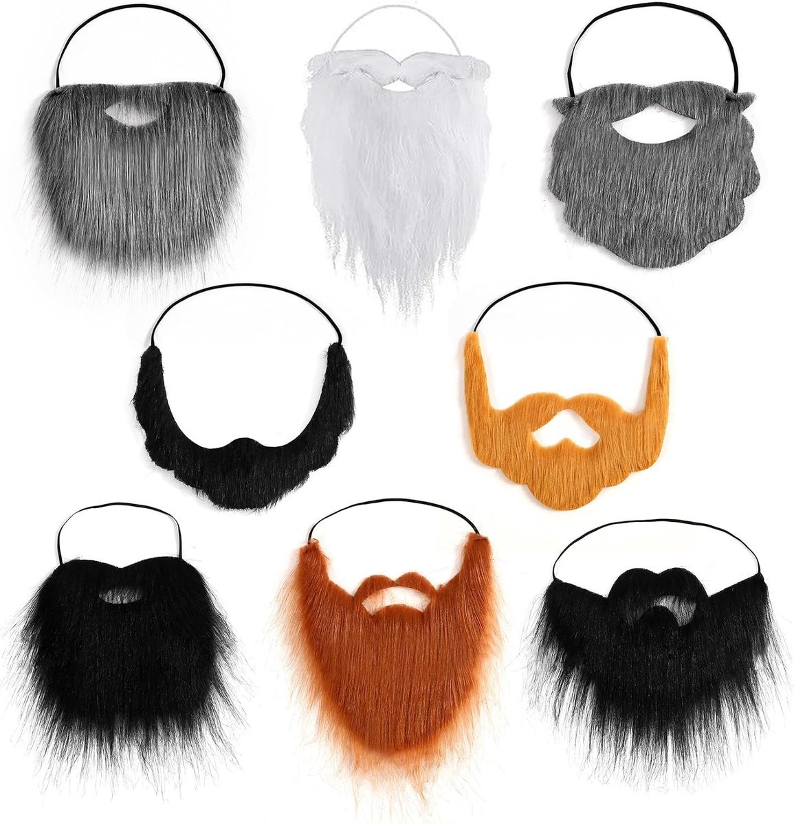Set van 8 Neppakken met Grappige Valse Baarden voor Halloween en Feestjes, Verstelbare Accessoires voor Volwassenen en Kinderen