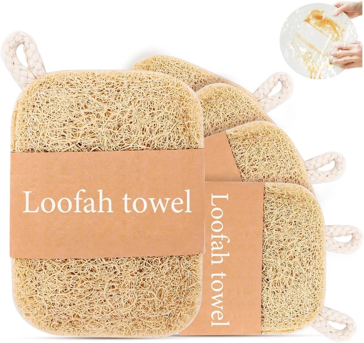 Natuurlijke Loofah Keuken Spons - 5 Stuks, Ideaal voor Afwassen, Schoonmaken en Vetvlekken Verwijderen