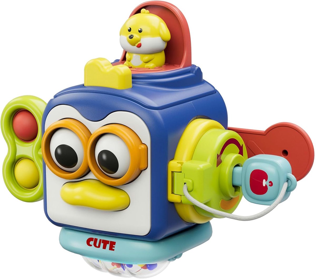 VONKELIOS®Activiteitenkubus Montessori Speelgoed voor Jongens van 1 Jaar, Sensorisch Educatief Speelgoed voor Peuters 1‑3 Jaar, Oefent Fijne Motoriek, Cadeau voor Baby van 6,9,10,12,18 Maanden