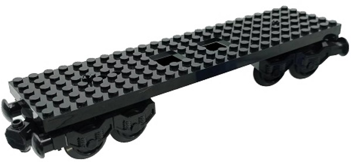 bricksNblocks® bouwblokjes trein onderstel - compatible met treinrails van andere bouwbokjes merken - 6x24 noppen past op standaard blokjes treinbaan - zwart treinstel met magneetkoppeling