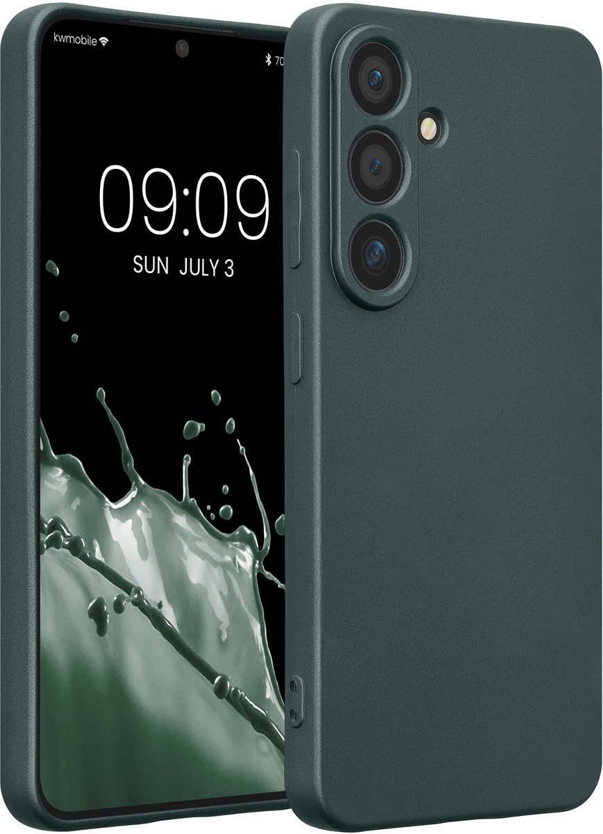 kwmobile metallic telefoonhoesje van TPU - geschikt voor Samsung Galaxy S25 - Flexible case voor smartphone - In metallic petrol