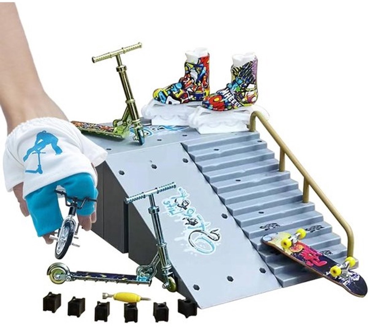 Vingerskateparkset - Miniskateboard - Speelgoed - Coördinatietraining - 11-delige set - 19 x 177 x 103 cm
