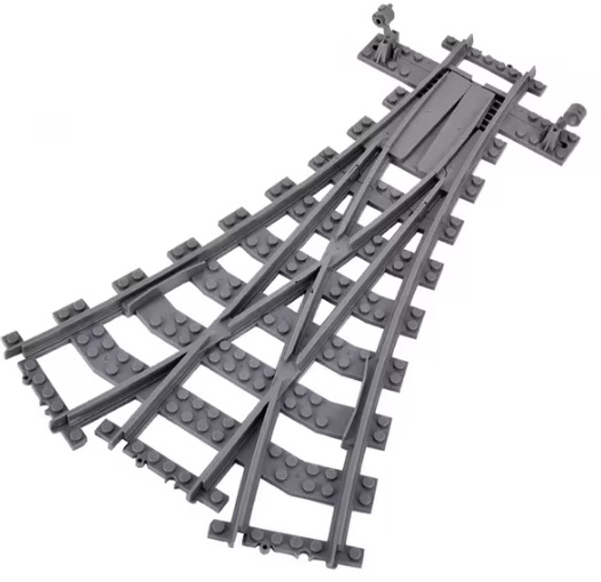 bricksNblocks® Splitsing 1 naar 3, ook geschikt voor standaard blokjes treinbanen - compatible met treinrails en wissels van andere merken bouwblokjes - wissel / splitsing voor standaard blokjes treinbanen