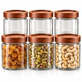 Bangosa Glazen Voorraadpotten - 6 x 650 ml - Acaciahouten Deksel - Luchtdicht - Inclusief Labels en Marker