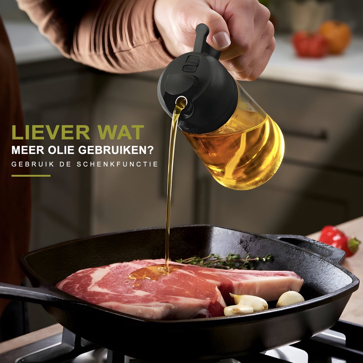 Navazz Olijfolie sprayer - 2-in-1 spray- en schenkfunctie - Glas - Olie sprayer - Olie spray voor koken, grillen en bakken - Oliefles - Incl. E-kookboek — cadeau in Boeken - foto 5