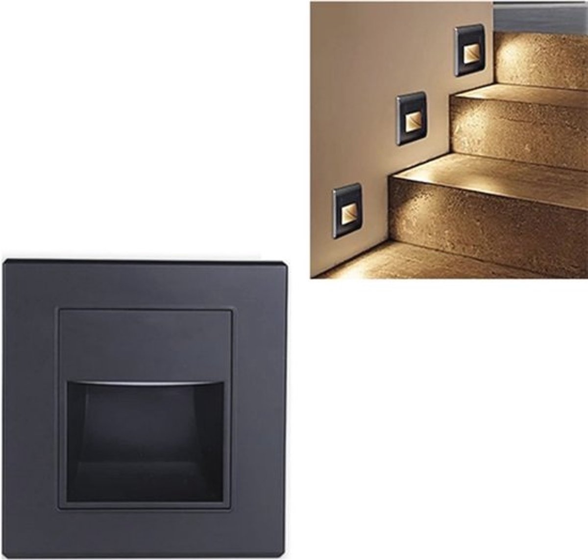 Set van 3 warmwitte LED-traplampen voor binnengebruik - inbouw-wandverlichting