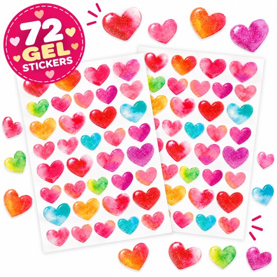 Gel Stickers Hartjes met Glitters – Valentijn – Stickers Meisjes – Knutselen Meisjes – Hartjes Stickers – Gel Stickers Kinderen – Gelstickers – Stickers Hartjes – Stickers Volwassenen