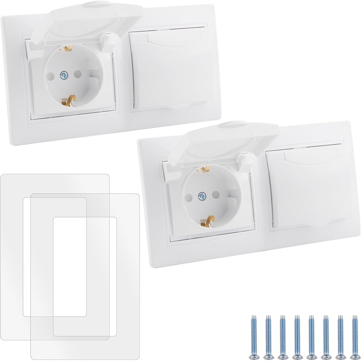 Stopcontact inbouw 16A 250V met klapdeksel wit IP