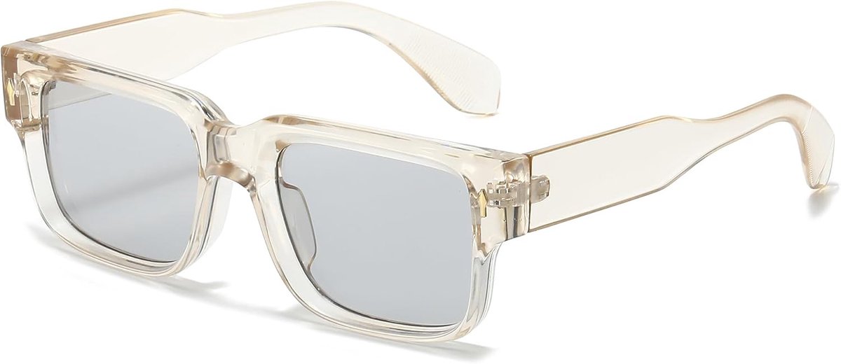 Vierkante zonnebril voor heren en dames, vintage trendy rechthoekige UV400-bril
