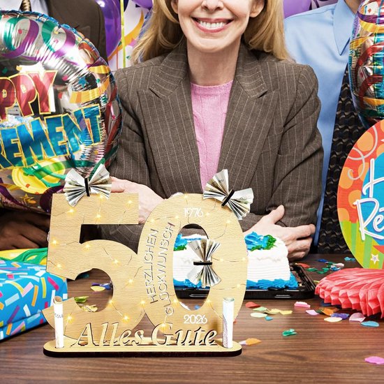 Bord gastenboek, 50e verjaardag decoratie, geldgeschenken verjaardag, houten bord gastenboek verjaardag als gepersonaliseerd cadeau, geschikt voor mannen vrouwen verjaardag jubileum trouwdag By — afbeelding 3