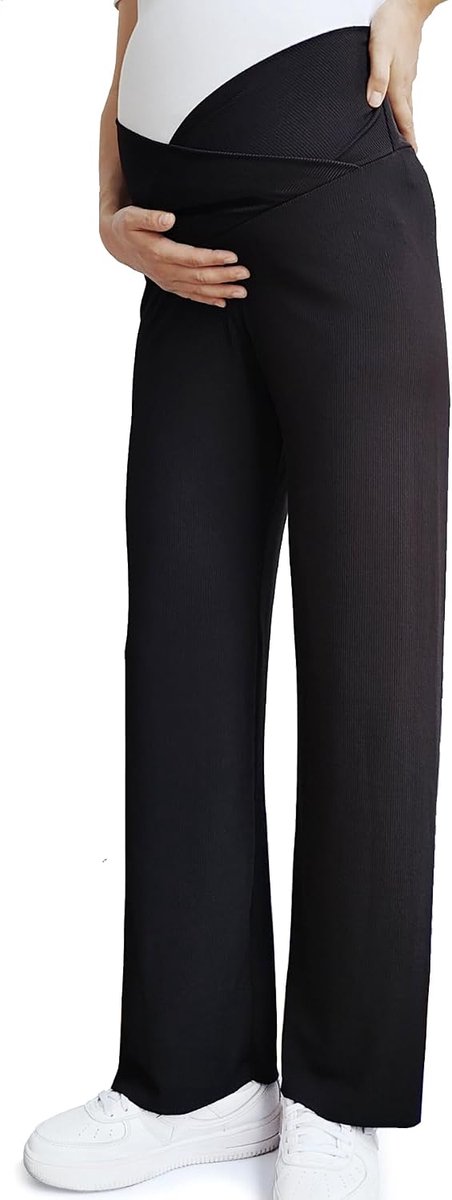 Zwangerschapsbroek met wijde pijpen, lange losse zwangerschapsbroek voor dames, zwangerschapsbroek voor het werk, comfortabele sportbroek