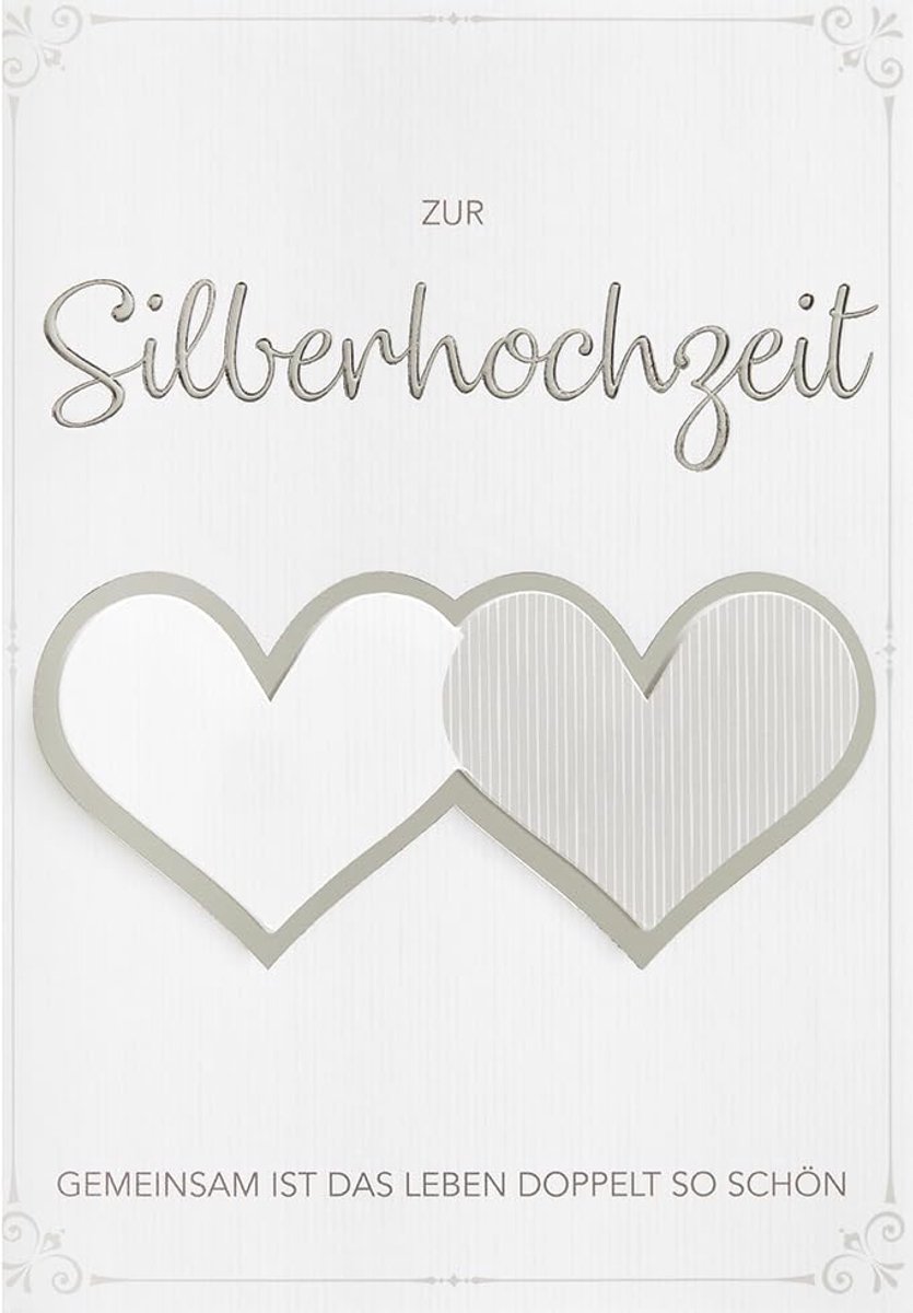 Kaart voor zilveren bruiloft Lifestyle - tekstkaart hart - 11,6 x 16,6 cm