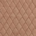Close-up van beige stof met een ruitvormig stiksel.