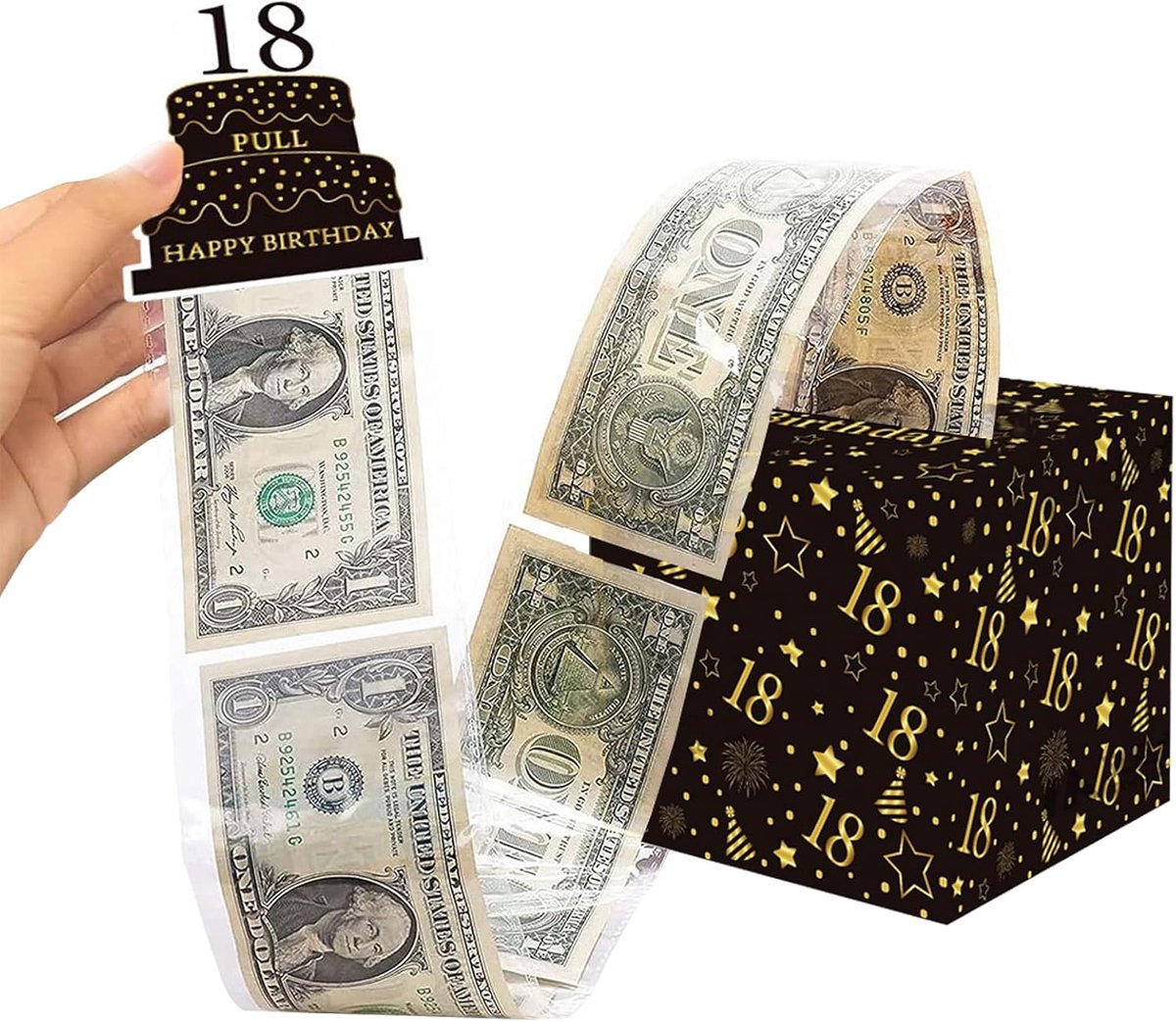 HSYWSH Spaarpot verrassing voor 18e verjaardag, Happy Birthday, voor contant geld, geschenkdoos, verrassing voor - ShopVlot