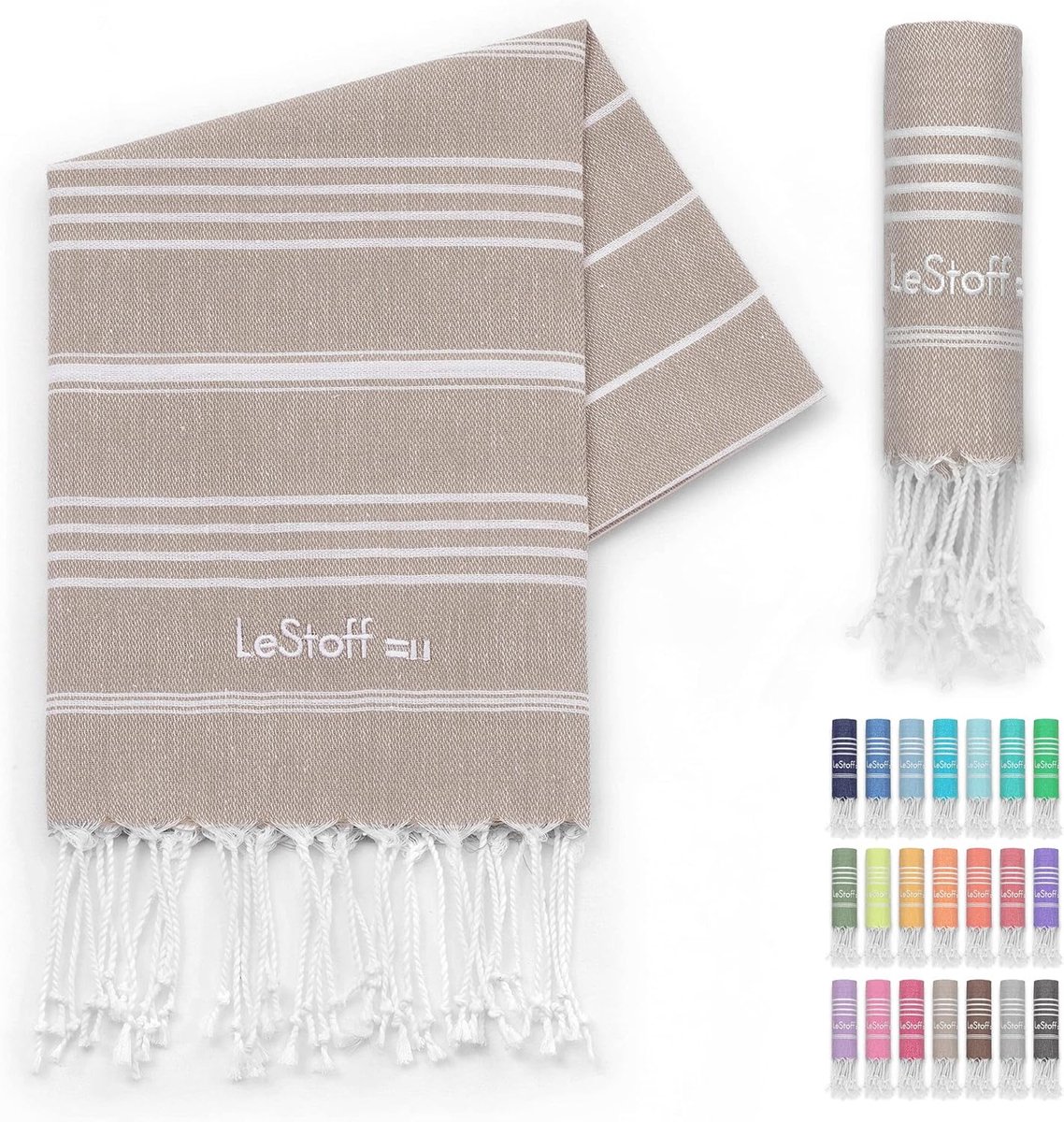 Hamamdoek gastendoek 50x100 cm - 100% biokatoen - beige - ideaal voor thuis of op reis - ShopVlot