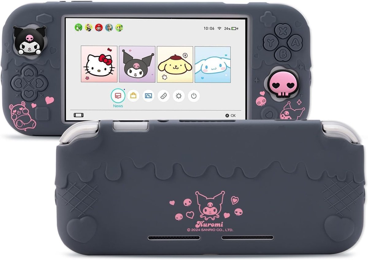 SnelShoppen - Kuitmor Beschermhoes voor Switch Lite - Krasbestendige Siliconen Cover Case met 2 Thumb Grip Caps - Volledige Bescherming voor Switch Li