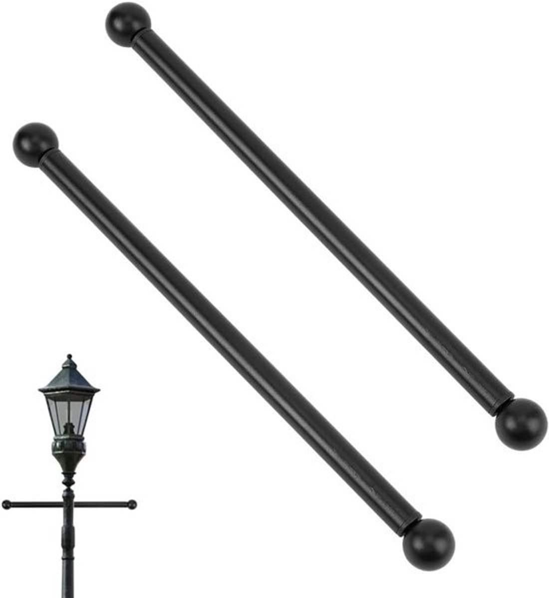 2 Sets Lamp Post Cross Arm - 45.5cm Vervangbare Steun voor Buitenlampen en Tuinverlichting met Afneembare Knoppen en Crossbar Accessoires