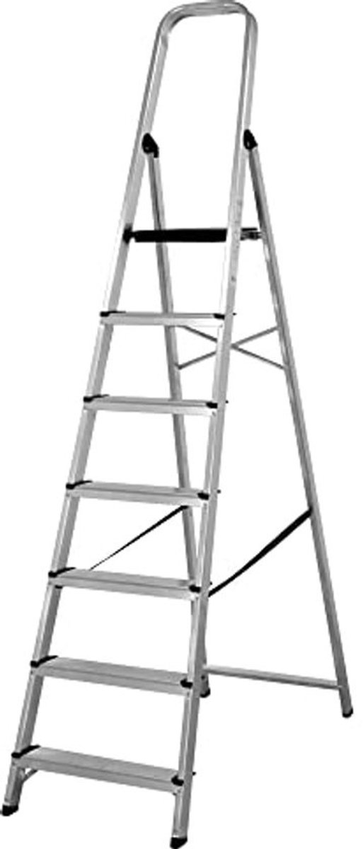 Opvouwbare aluminium ladder met handgreep - 7 treden, licht en stabiel