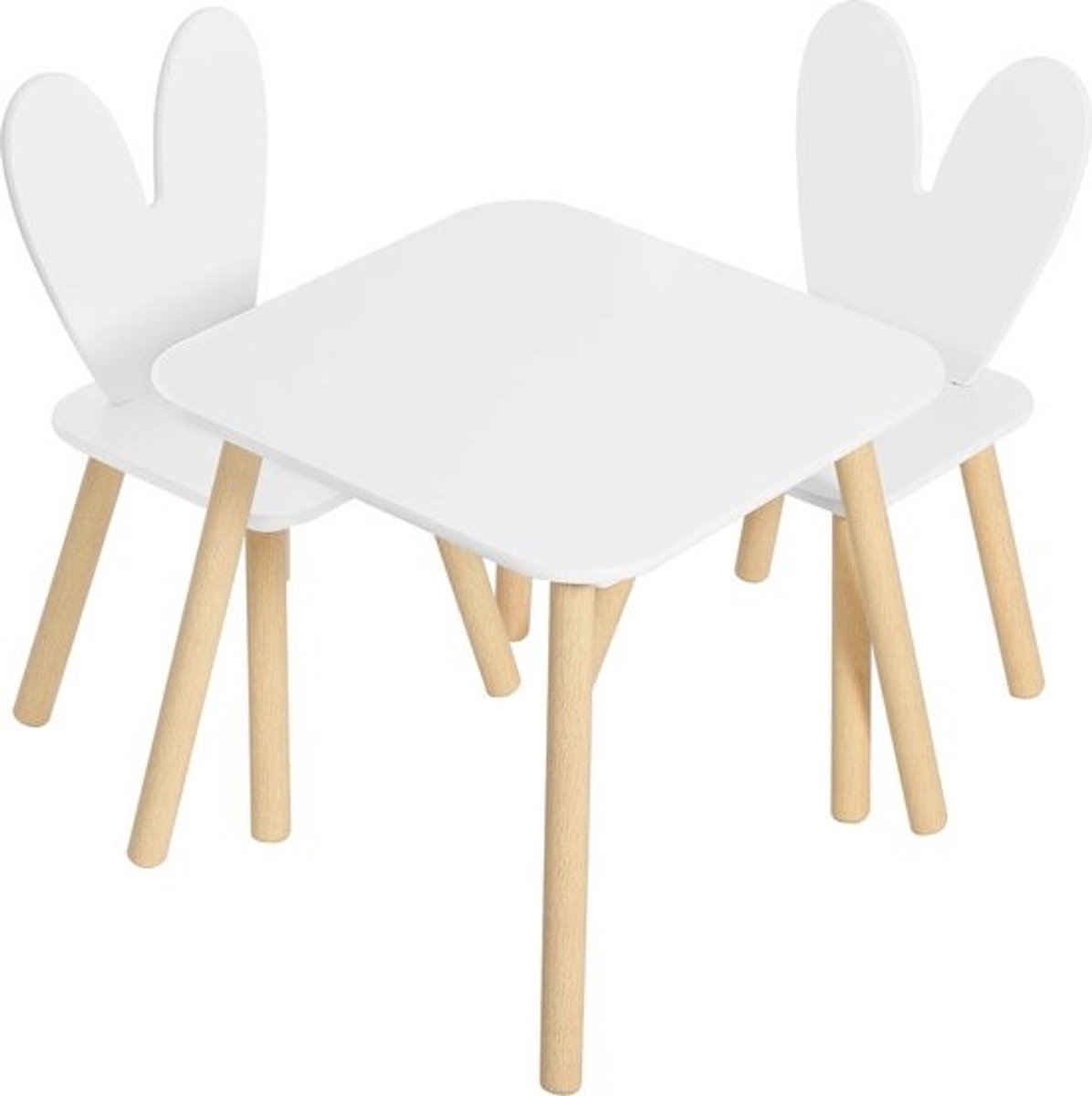 Botec kindertafel en 2 stoeltjes - Kinderbureau - Speeltafel - Eigen plek voor spelen, leren en eten - Wit met hout