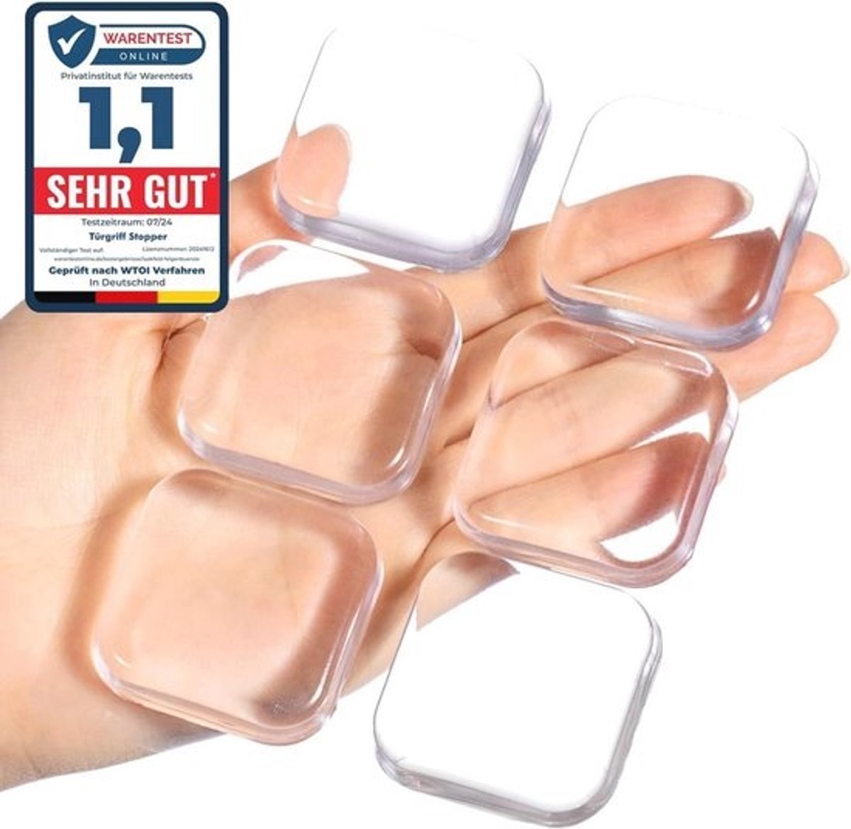 transparante deurstopper - set van 6 - zelfklevend rubber - voor muurbeveiliging - 4 cm - elastische buffers