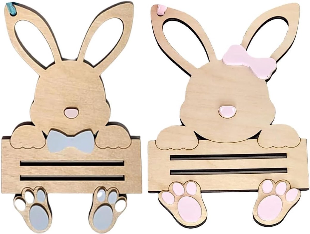 2pcs Easter Bunny Pendants, DIY Money Gifts Wood, Easter Decoration, A, Bronze,A, Bronze. - ShopVlot