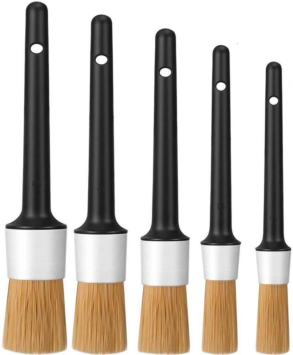 5 stuks auto detailborstel set, zachte reinigingsborstels voor auto interieur, spleten, dashboard, velgen en airco roosters