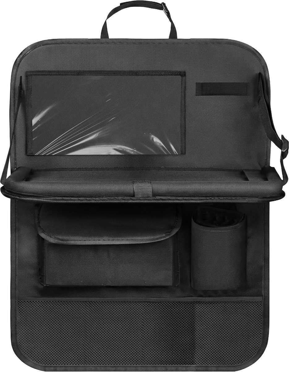YONO Autostoel Organizer met Tafeltje - Tablet Houder Auto - Opbergvakken - Bekerhouder - Stoelbeschermer - Zwart