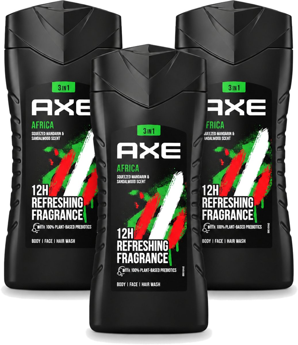 3 x Axe – Douchegel – Africa – 250 ml - Voordeelverpakking - 3 stuks