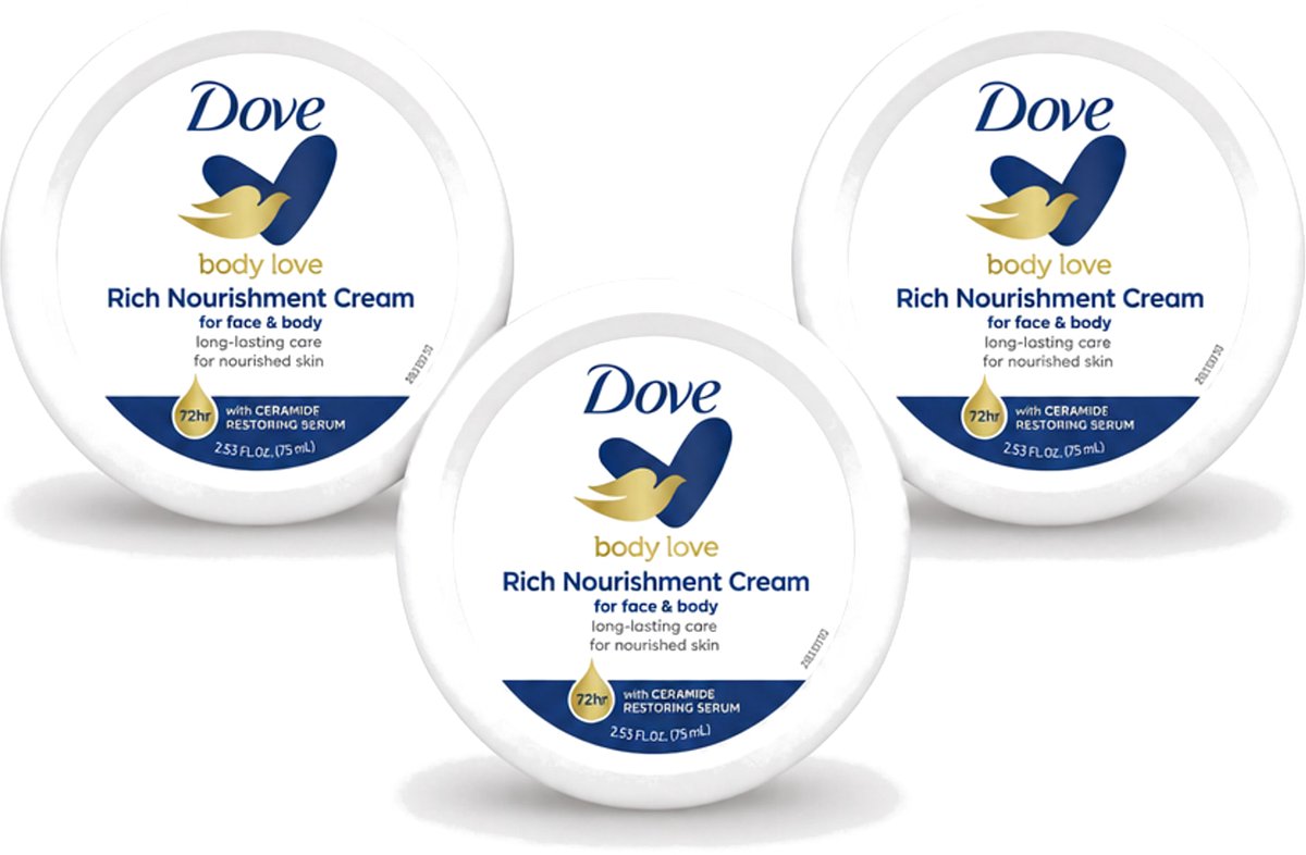3 x Dove – Bodycrème – Rich Nourishment – 75 ml - Voordeelverpakking - 3 stuks