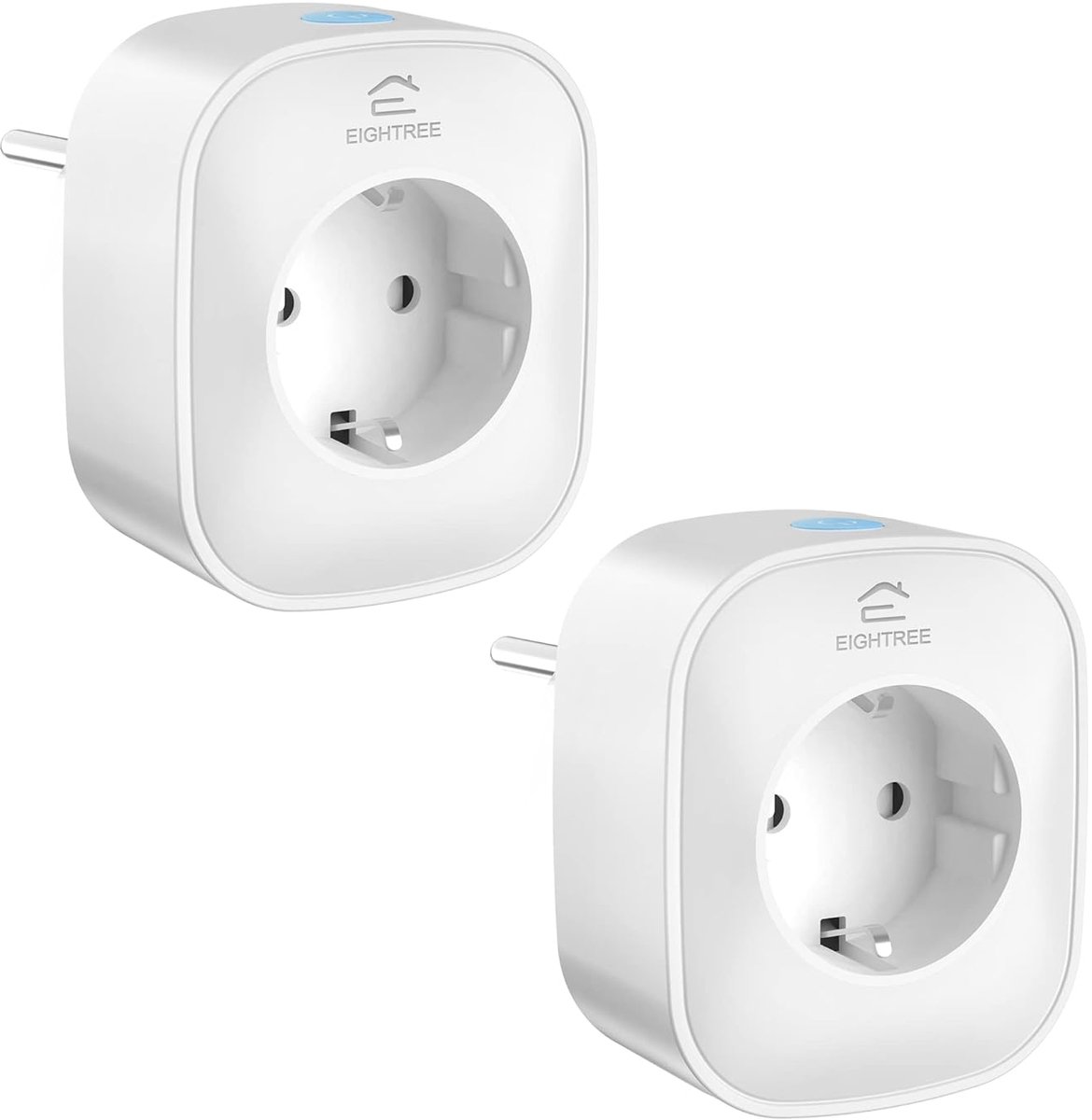 SnelShoppen - Slimme Stekker met Vermogensmeter voor Thuis, Compatibel met Google Assistant en Alexa, 2.4GHz WiFi, Set van 2, 16A 3680W, Ideaal voor H