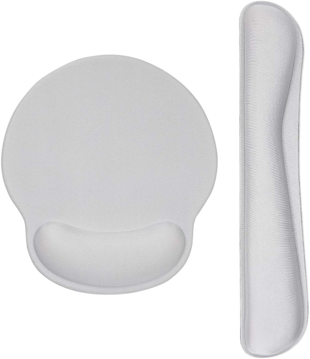SnelShoppen - Ergonomische Muismat met Gel Kussen & Polssteun Set - Grijs - 2-in-1 Toetsenbord Polssteun en Muismat - Comfortabel en Ademend Materiaal