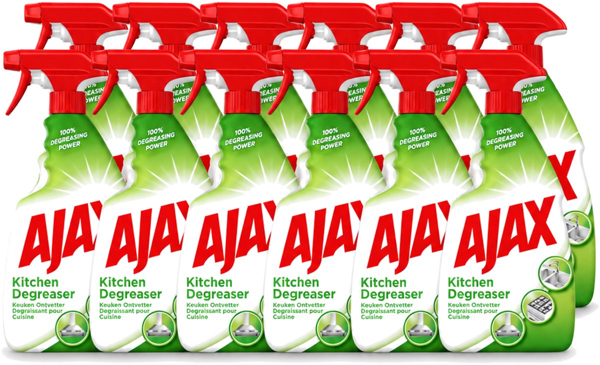 12 x Ajax - Keuken Ontvetter Spray - Verwijdert Hardnekkig Vet - 750 ml - Voordeelverpakking - 12 stuks
