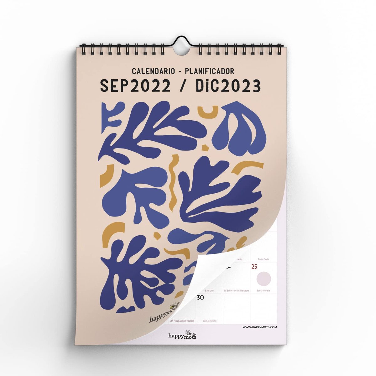 SnelShoppen - HappyMots Wandkalender 2023, 16 maanden, A3-formaat, ruim schrijfvlak, praktische en motiverende kalender, ideaal voor thuis of op kanto