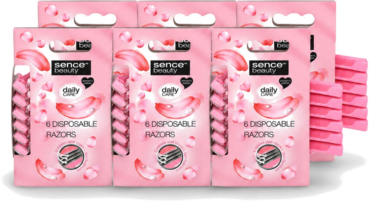 6 x Sence – Wegwerpscheermes – Glad Scheren – Comfort Grip – 6 Wegwerpscheermes - Voordeelverpakking - 6 stuks