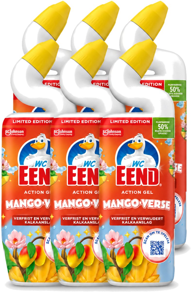 6 x WC Eend – Toiletgel – Action Gel Mango Fresh – 750 ml - Voordeelverpakking - 6 stuks