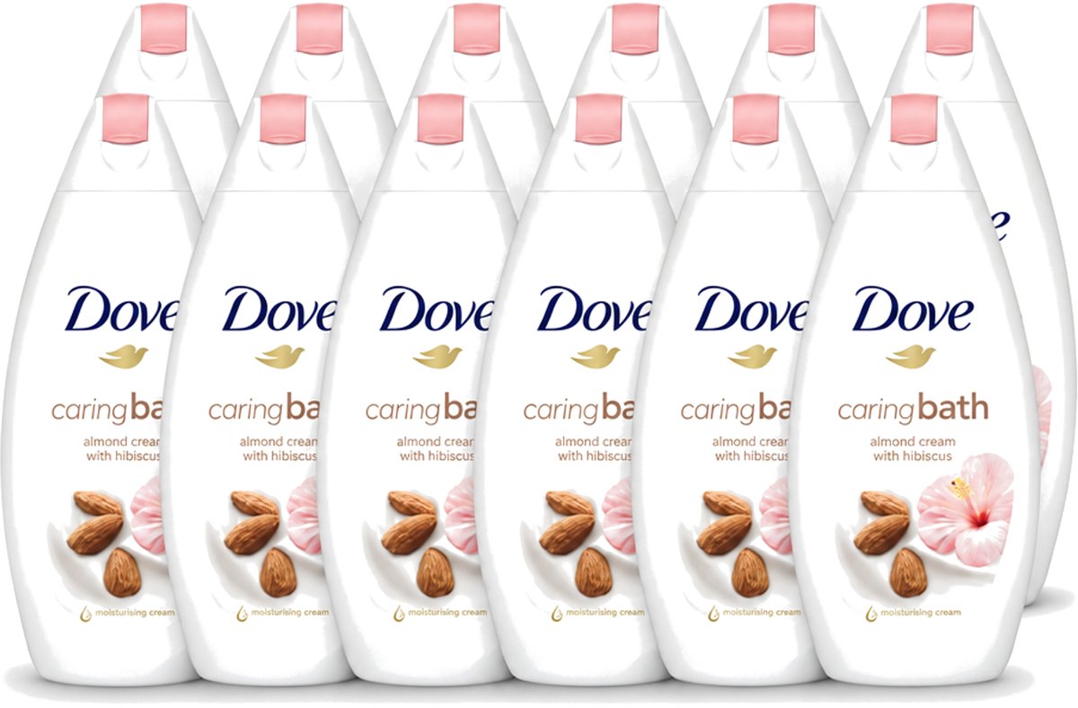 12 x Dove – Badcrème – Caring Bath Almond – 450 ml - Voordeelverpakking - 12 stuks