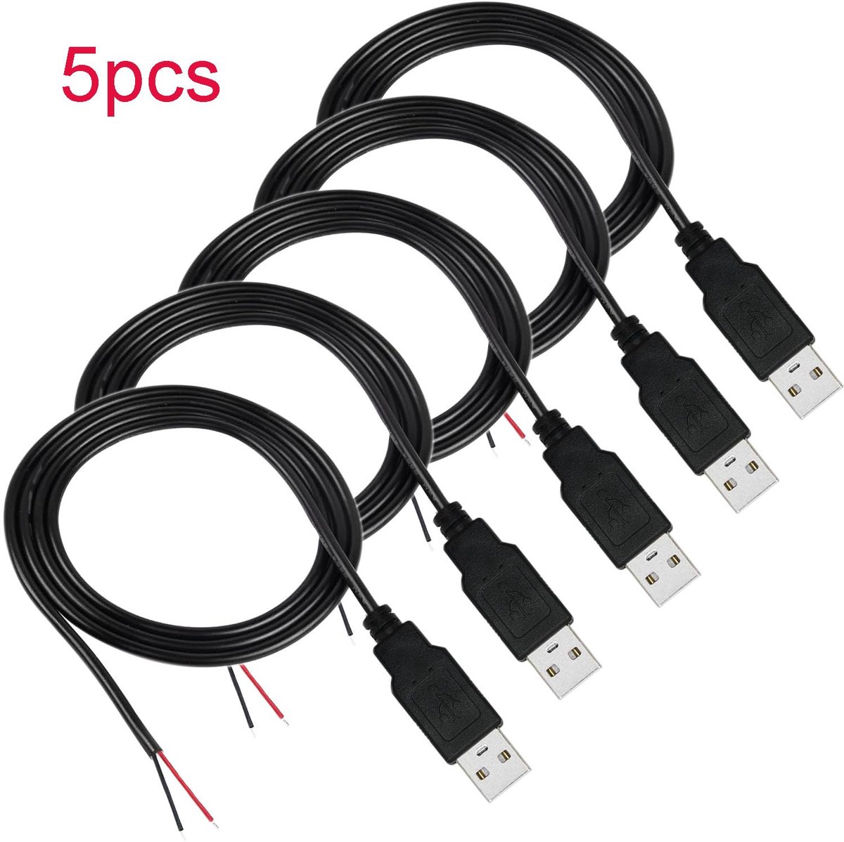 USB Pigtail Kabel Stekkers 100 cm - Solderen - 2 Pin - Ideaal voor DIY Reparatie - ShopVlot