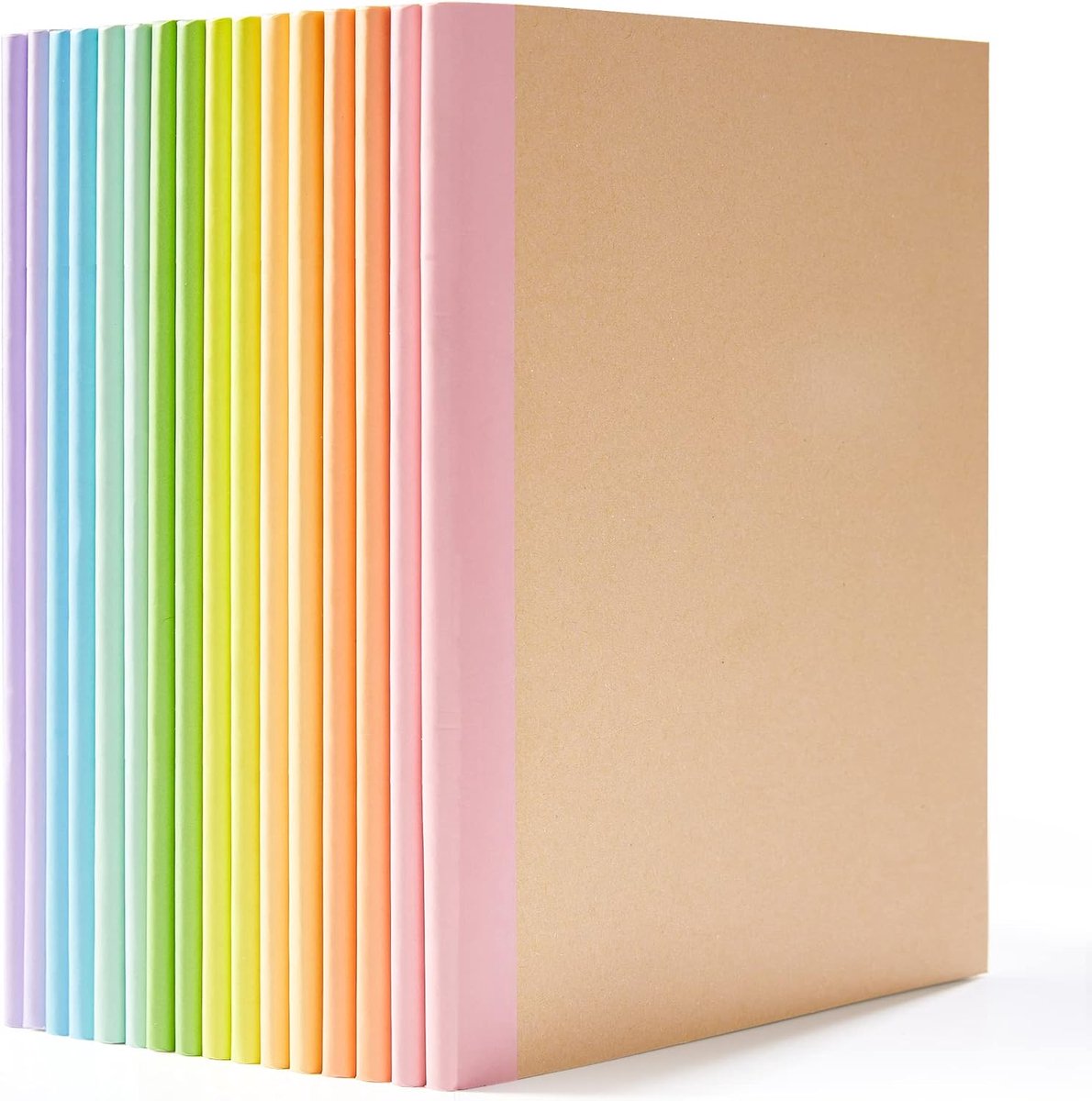 SnelShoppen - 16 A5 Kraft Notebooks - 60 Pagina's Gelijnd Notitieboek - Multipack - Zacht Bruine Kaft - Perfect voor Studenten, Reizigers - Ideaal voo