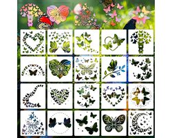 PALUMMA 20 stuks hart liefde vlinder tekening schilderij stencils, herbruikbare doe-het-zelf holle kunst sjablonen - ShopVlot