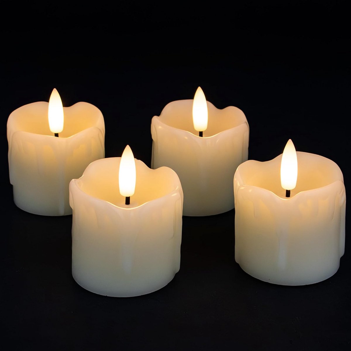 SnelShoppen - Set van 4 LED Votief Kaarsen met Timer - Real Wax - Flameless Tealight Kaarsen D 5cm - Ideaal voor Kerst Wreath, Feest, en Decoratie