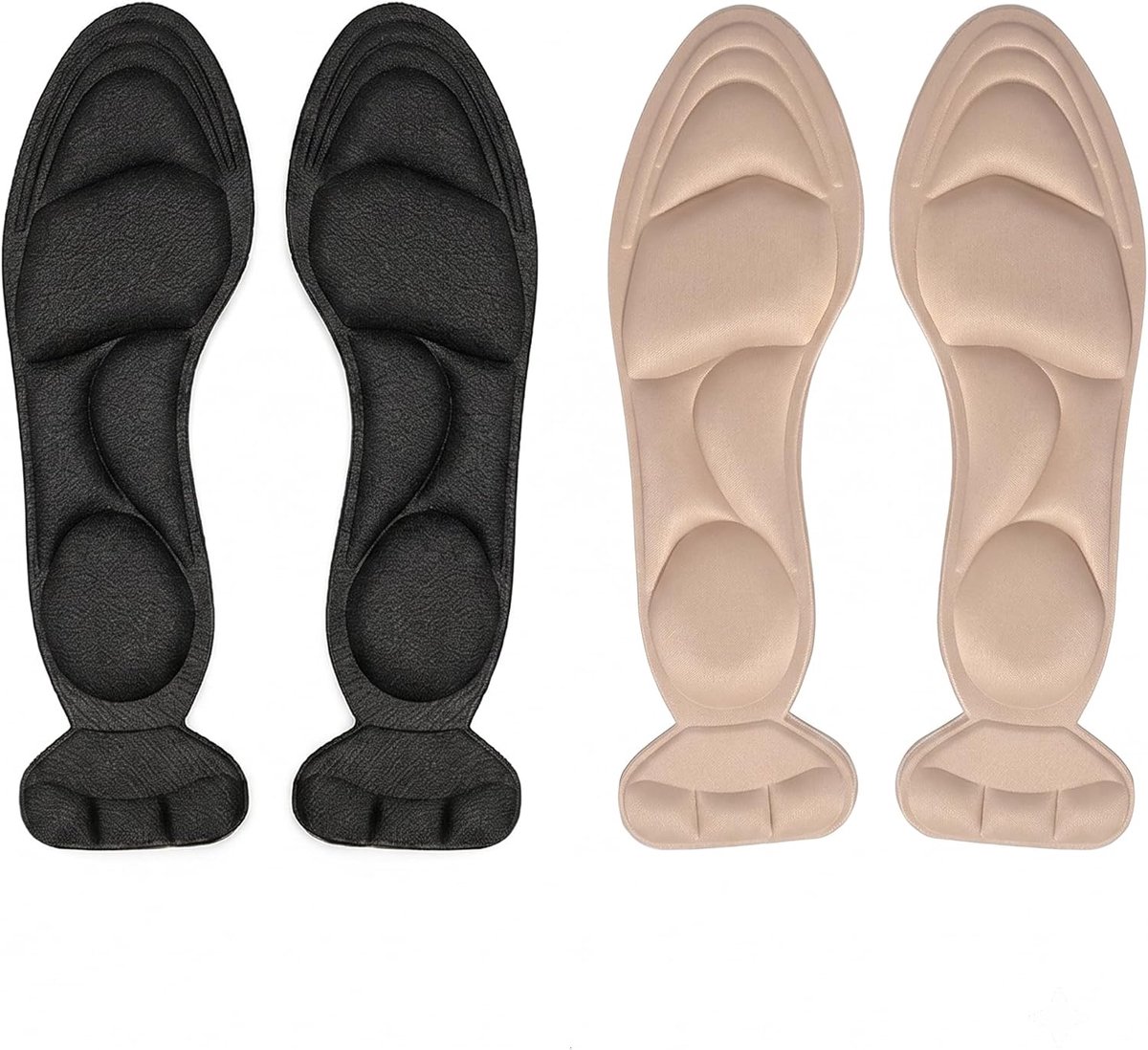 Paar vrouwelijke inlegzolen - Ontworpen voor hoge hakken en grote maten schoenen, verkrijgbaar in zwart en huidskleur om pijn in de boog te verlichten, geschikt voor losse schoenen