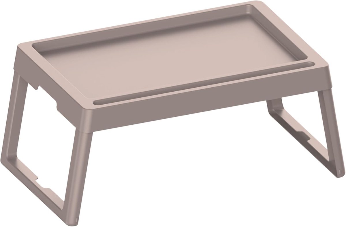 Bedtafel, cappuccino, dienblad, bureau, laptoptafel, beddienblad met kopjesgleuf, voor eten, lezen, werken, 25,5 cm, inklapbaar ontbijtdienblad