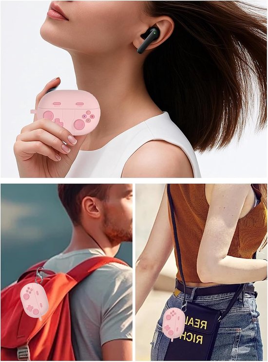 Hoes voor Huawei FreeBuds pro 5 oordopjes, toergy schokbestendig, waterdicht, zachte en slanke siliconen afdekking met sleutelkoord & sleutelhanger & reinigingsset, roze — afbeelding 5