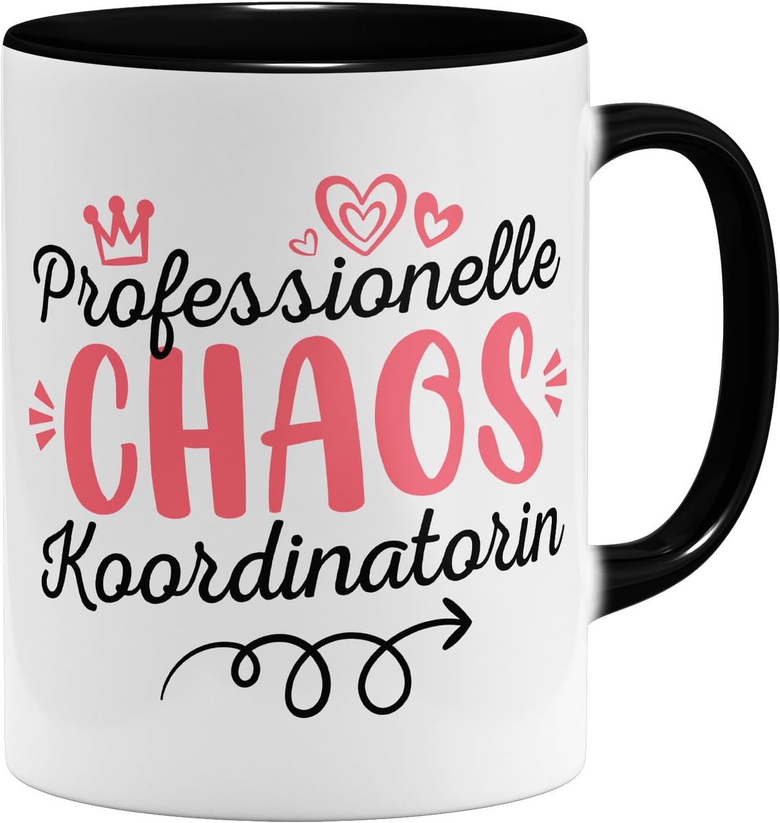 Professionele Chaos coördinator koffiemok met spreuk - kantoorbeker kantoor - keramische beker - 325ml - dubbelzijdig bedrukt - zwart