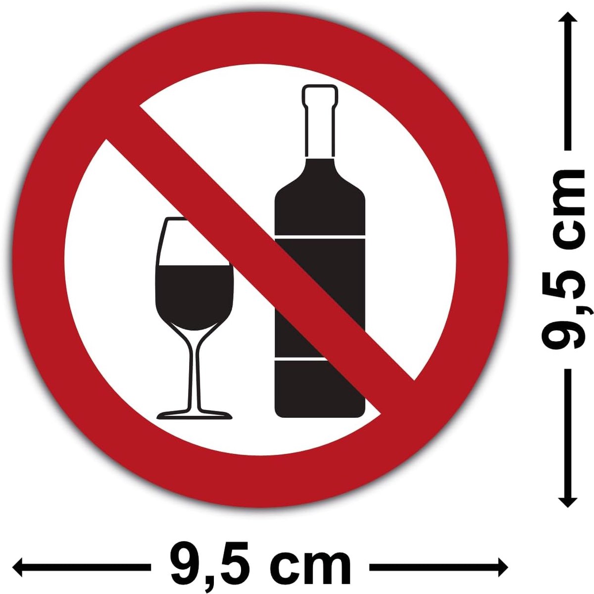 10 stuks alcoholverbodsstickers, Ø 9,5 cm, alcoholische dranken, verboden alcohol, niet toegestaan, met uv-bescherming voor buiten en binnen