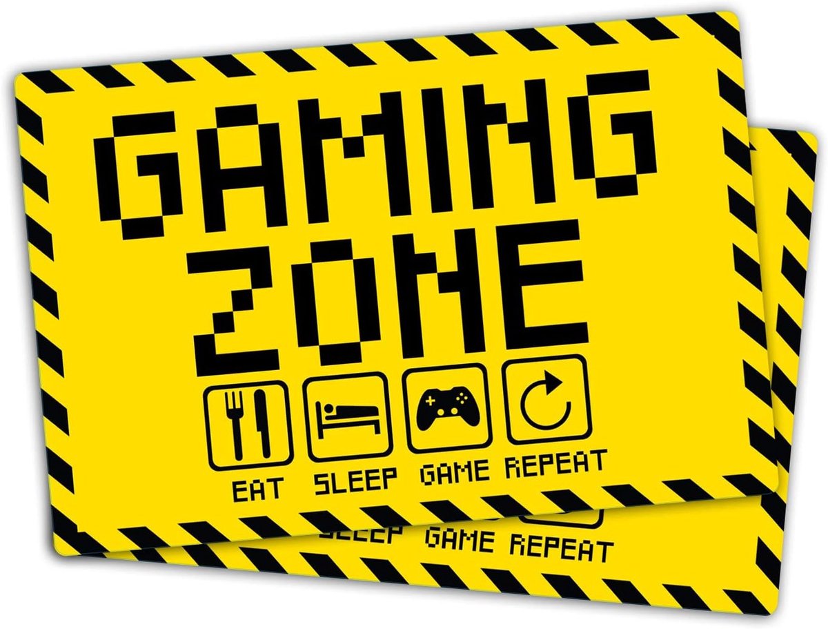 Zonebord 20 x 30 cm, eat sleep game repeat voor gamers van stevig pvc-hardschuimplaat, 3 mm, met uv-bescherming van STROBO