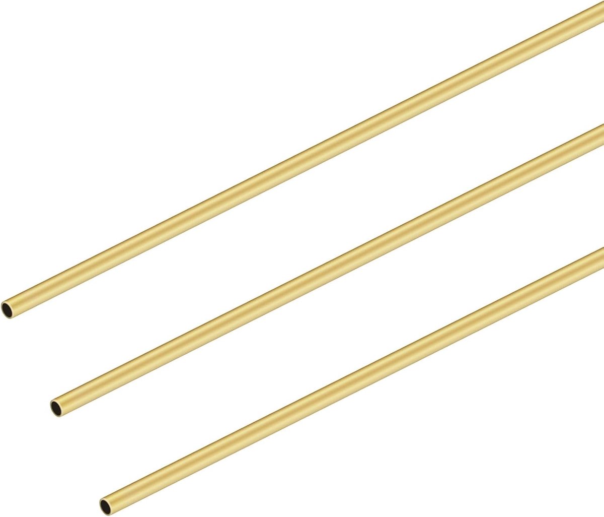 300 mm lengte, 2 mm buitendiameter x 0,3 mm wanddikte, ronde, naadloze, rechte messingbuizen, 3 stuks