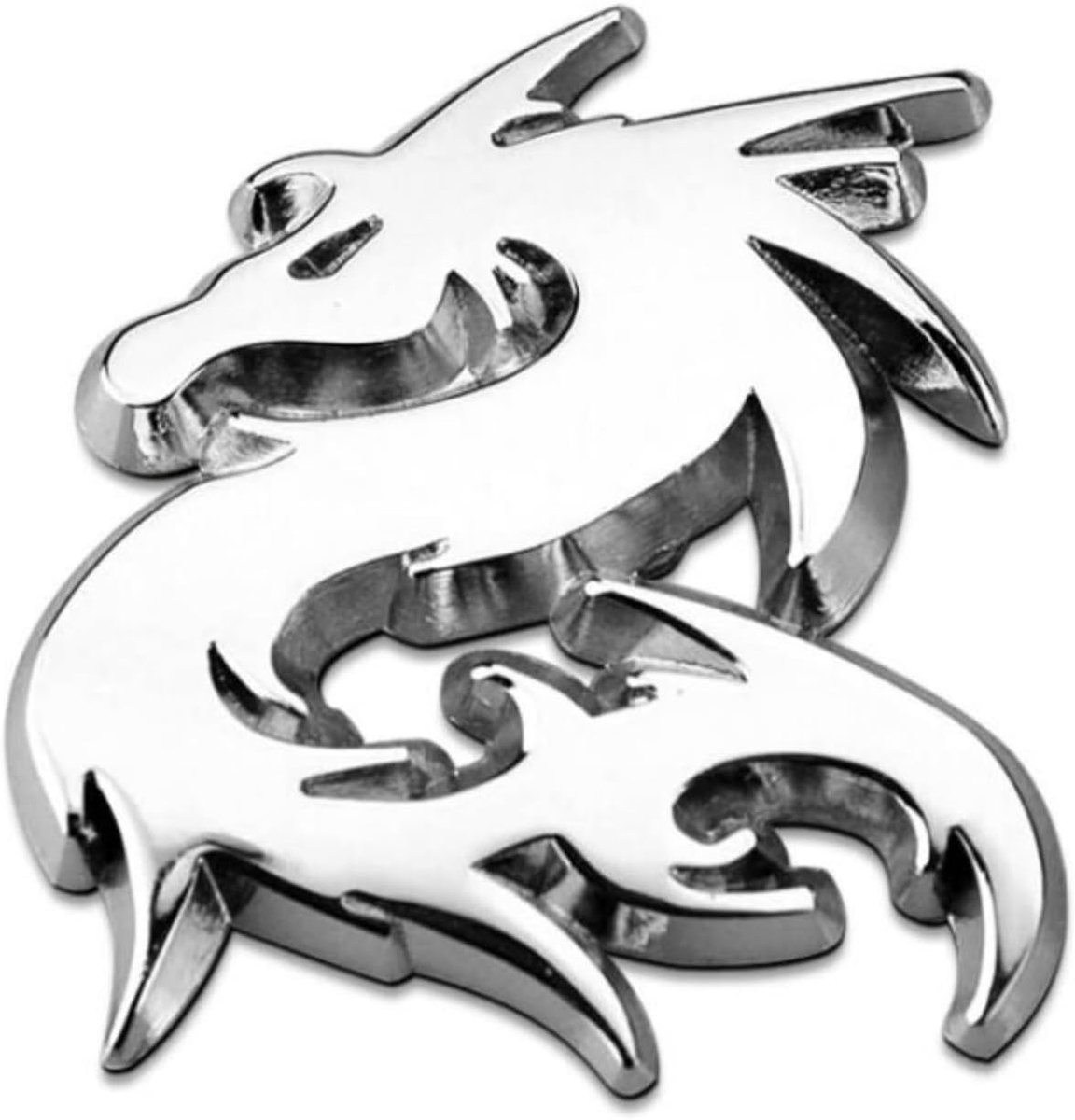3D autostickers en stickers motorfiets metalen embleem, draak, zilver