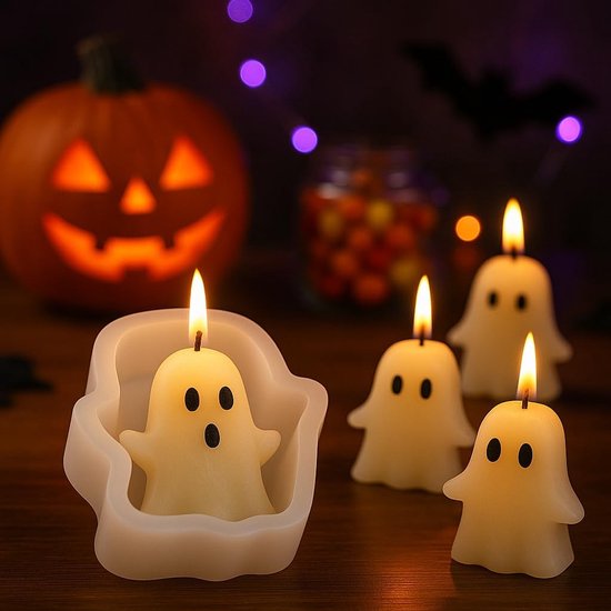 Vormen geest, siliconen mal voor Halloween-kaarsen, Halloween-geest, pompoen, Halloween, voor led, gipsvormen om te gieten, lamp voor Halloween-projectoren en pompoen voor aan de muur — afbeelding 4