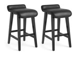 Luxevo Barstoel Set van 2 – Barkruk - 66,5 cm Zithoogte – Kunstleder & Hout – Zwart